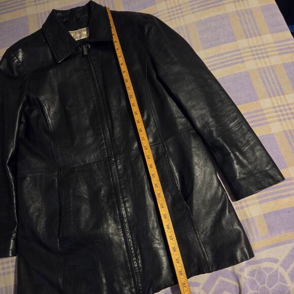 Vintage Wilsons Leather Bomber Jacket Pelle Studio Quilted Liner Large Long Y2k - Picture 8 of 9